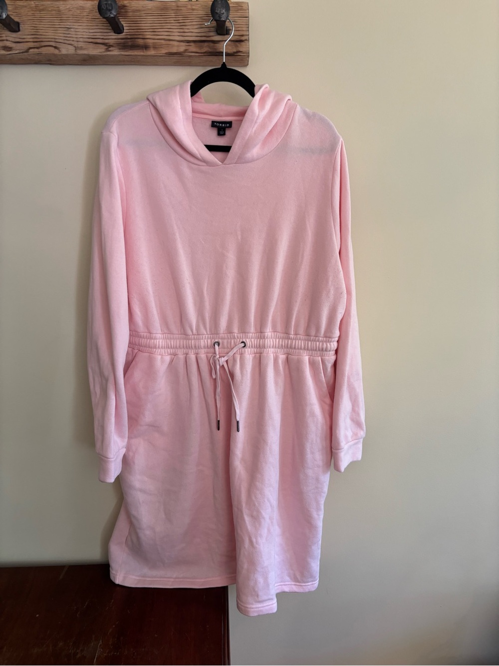 125.) Torrid / Light Pink Hooded Drawstring Dress